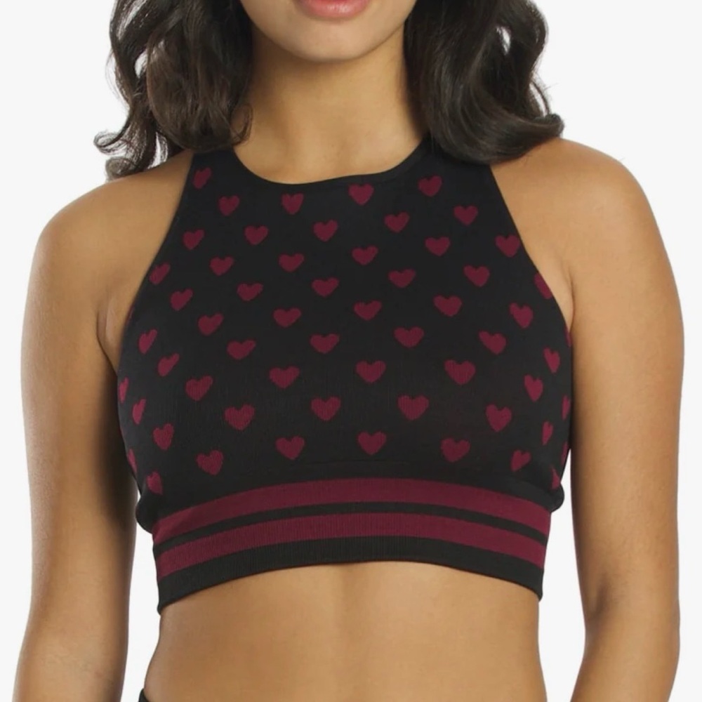 NWT Spiritual Gangster xs/s Rosaline Hearts Highneck Jacquard bra - Picture 2 of 8